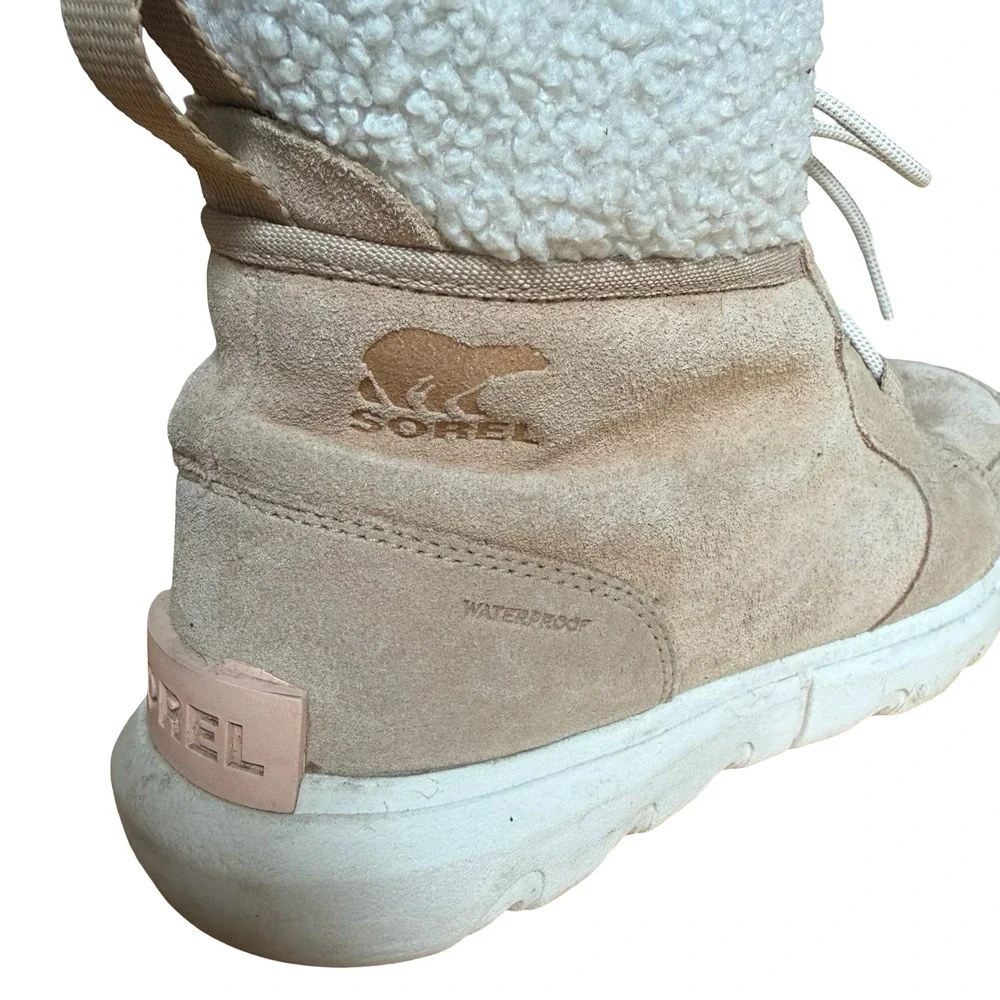 Sorel Explorer II Carnival Cozy Boots Beige Lace Up Ankle Winter Shoes sz 10